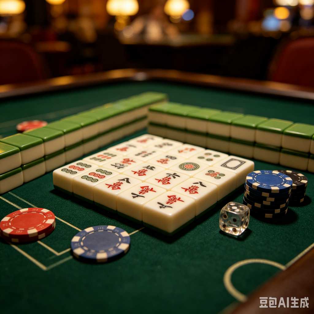 mahjong set with dice and chips